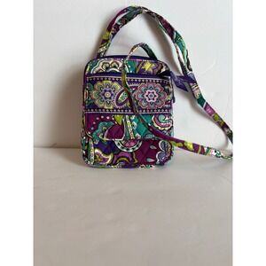 Vera Bradley Quilted Paisley Crossbody Bag Small Purple Green Floral Phone